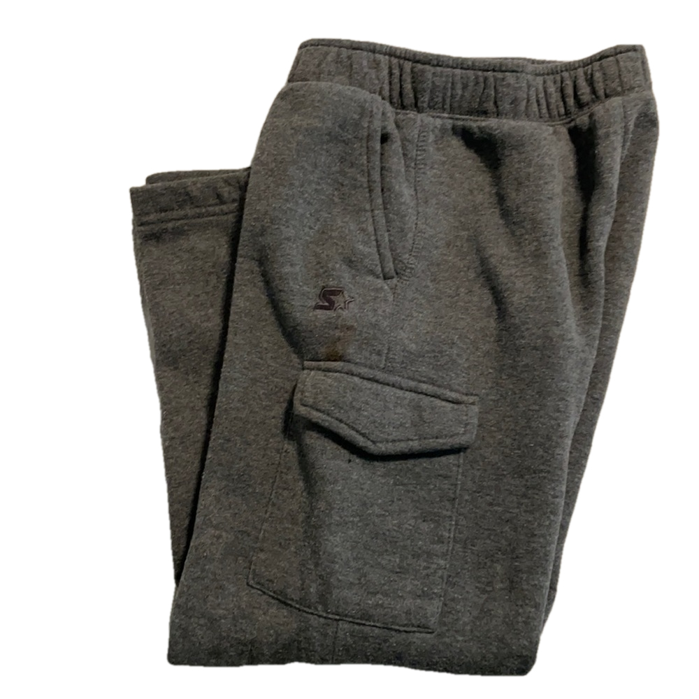 Starter‎ Boys Charcoal Gray Fleece Cargo Sweatpants Joggers Size S 6-7